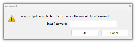 The PDF document after a user password and an owner password are set