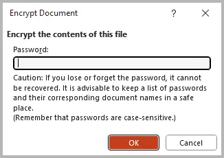 window for entering password