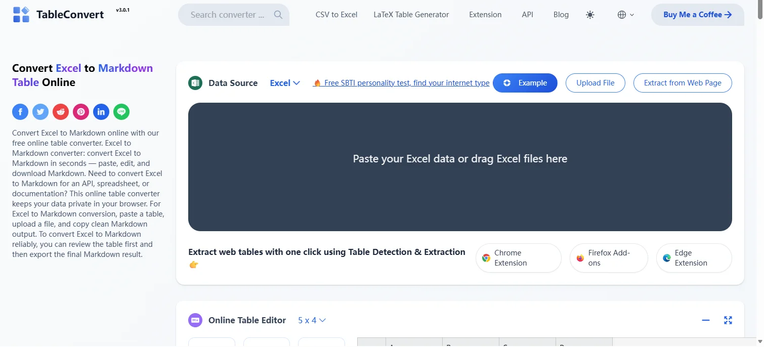 Convert Excel to Markdown Online for Free
