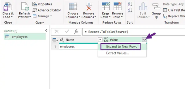 Expandir listas ou registos