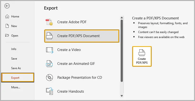 export as pdf