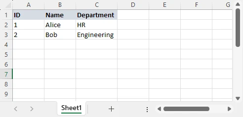 Excel Data Example