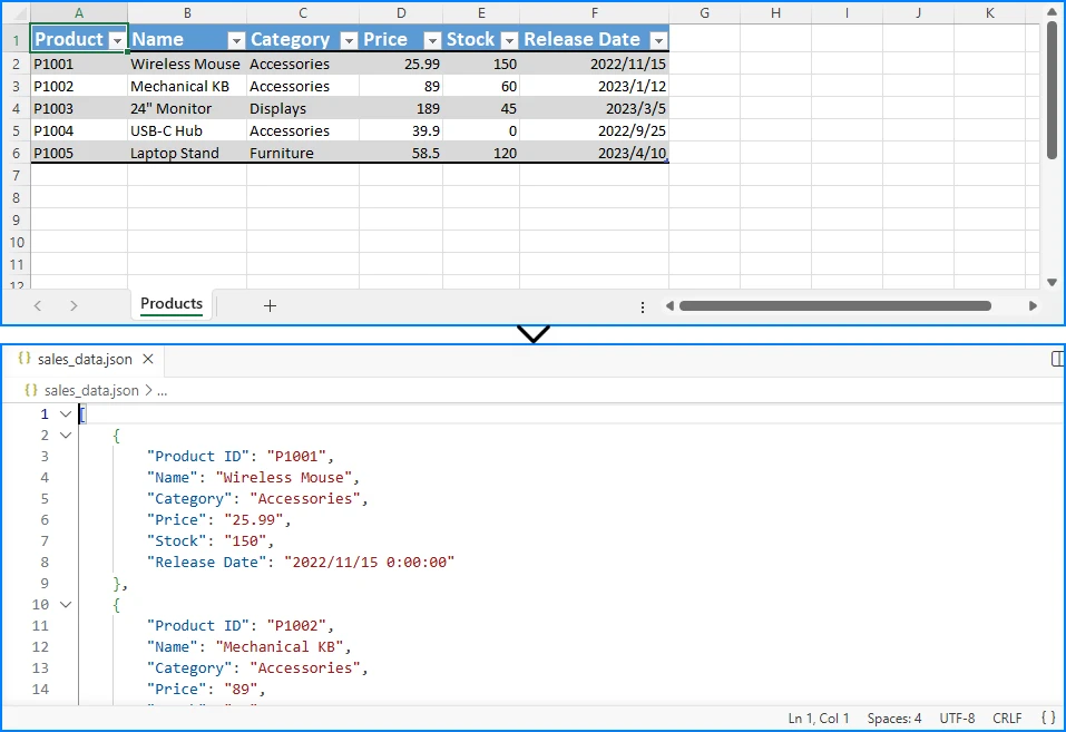 Convert Excel to JSON with Spire.XLS