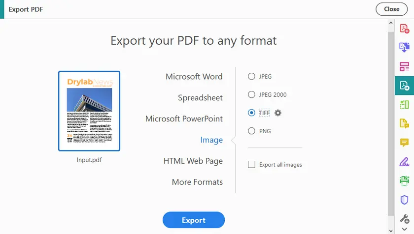 Export PDF to TIFF Images Using Adobe