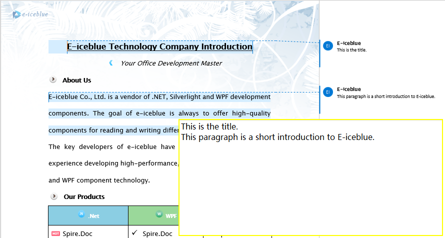 Extract comments from a document