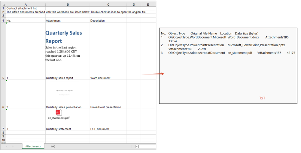 Read the OLE object information of a worksheet