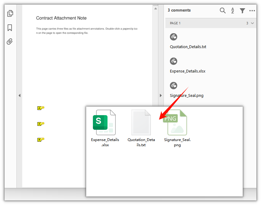 The zip file packaged from the attachments extracted from page annotations