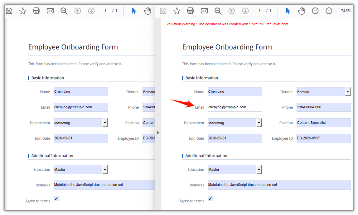 Only the email input box disappears; the remaining fields are still editable controls
