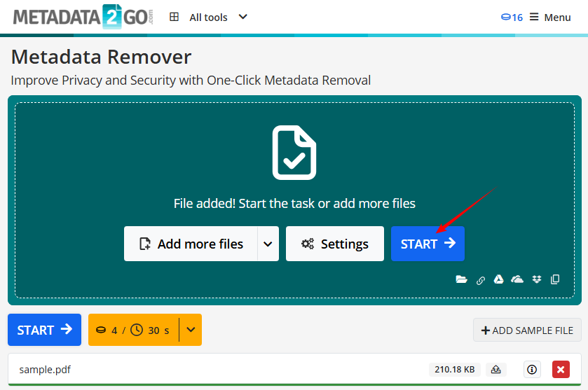Удалить метаданные PDF онлайн бесплатно с помощью инструмента Metadata2Go