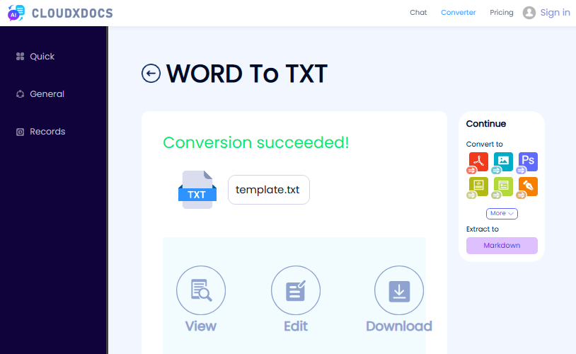 Converti Doc in TXT online usando un convertitore gratuito