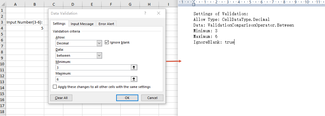 Get data validation settings
