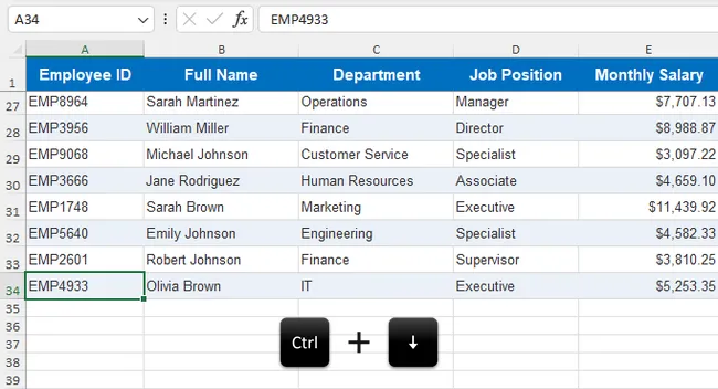 Find Last Row Using Ctrl Plus Arrow Down
