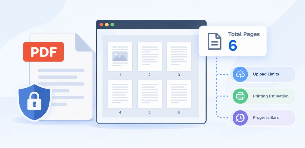 The result is written to a text file that records the document's total page count