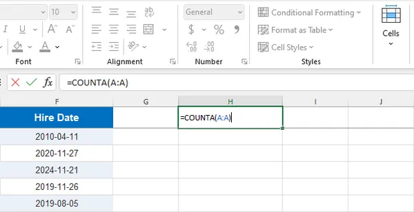 Get Row Count Using Formula