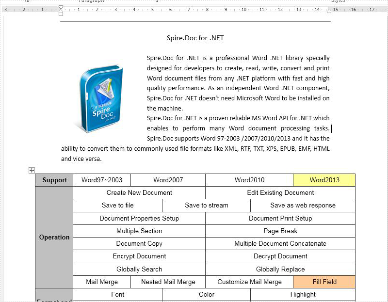 How to get text from word document in C#