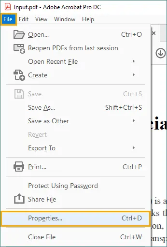Go to file properties