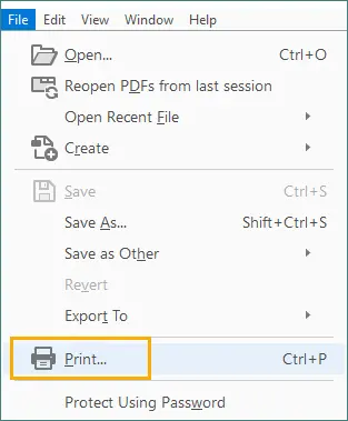 Vai su File e poi Stampa in Adobe