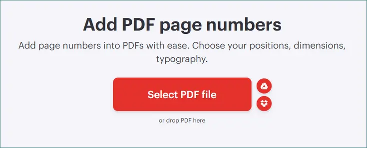 Go to ilovepdf’s add page number tool