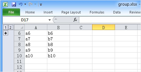 group excel cells