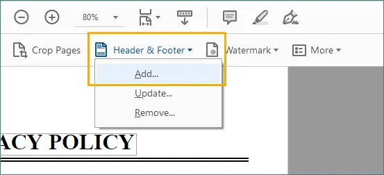 Select Header and Footer