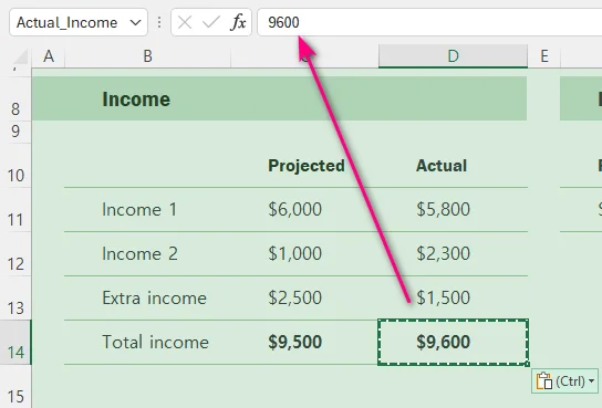 Excel worksheet showing static values after formulas have been removed