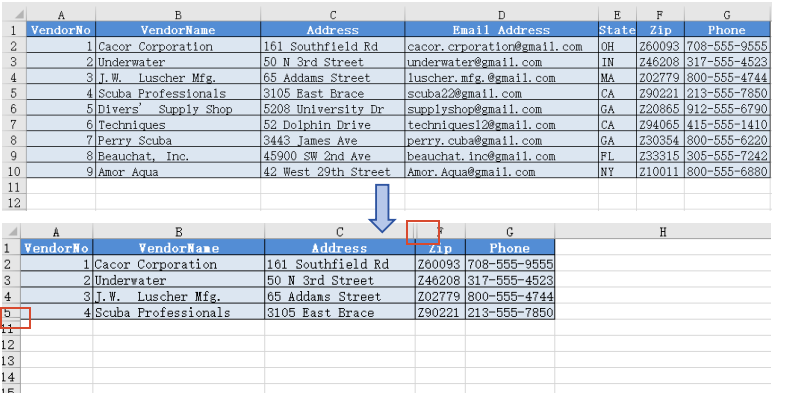 Multiple rows and columns hidden at once with Spire.XLS for JavaScript