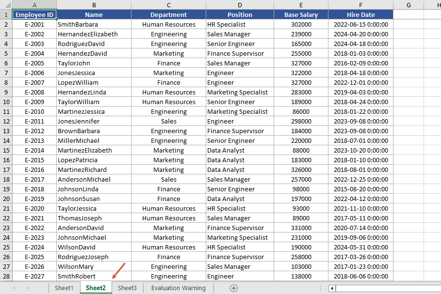 Unhide Sheet2
