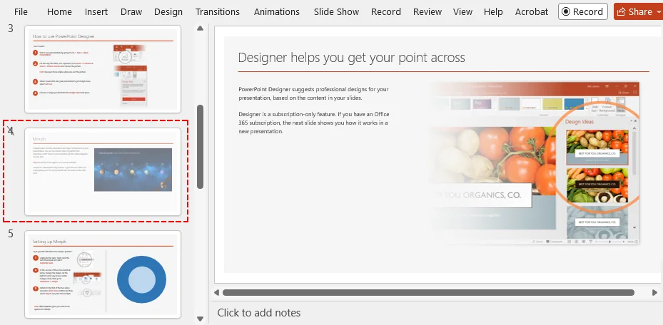 Right-click a slide thumbnail and select Hide Slide in PowerPoint