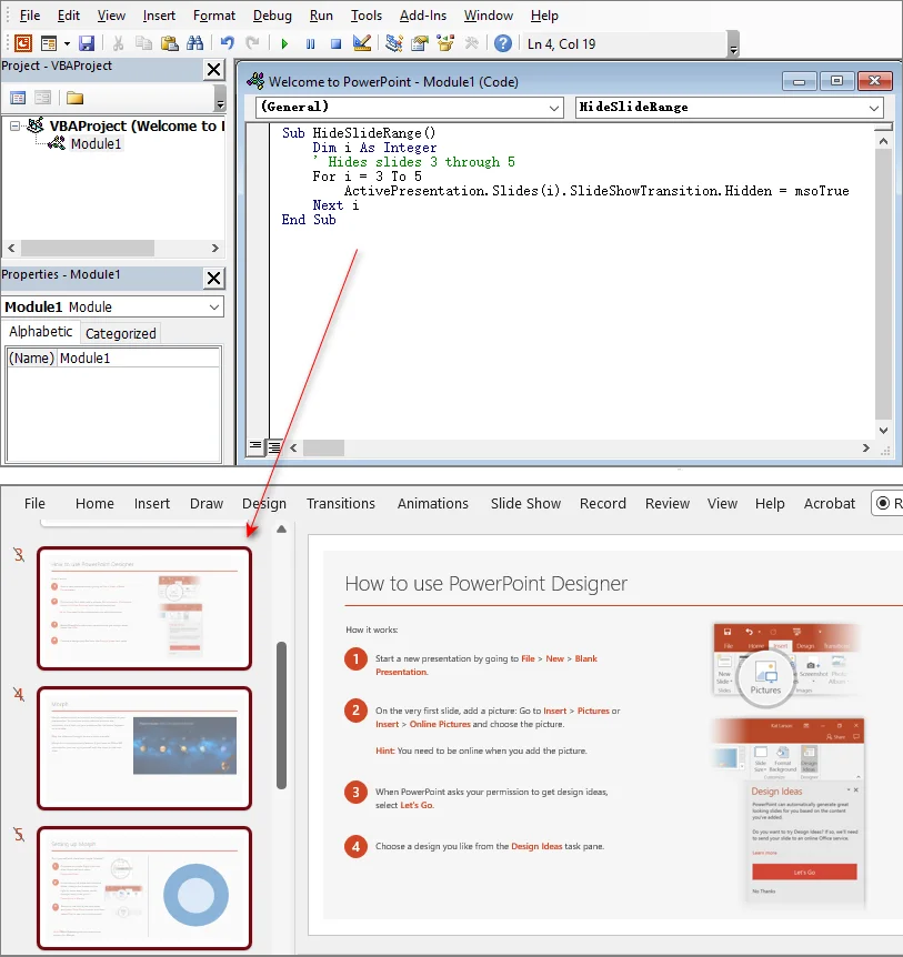 Pasting the VBA code into the Microsoft Visual Basic for Applications module window