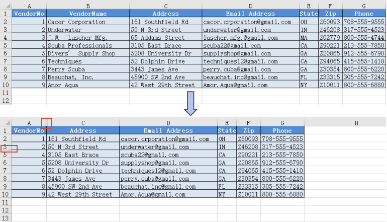 Specific rows and columns hidden with Spire.XLS for JavaScript