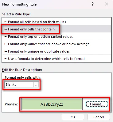 Apply conditional formatting in Excel