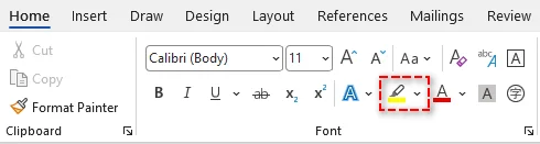 Click the Text Highlight Color tool in Microsoft Word