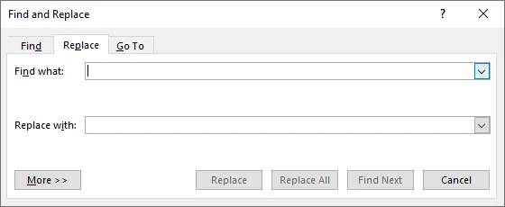 Open the Find and Replace Dialog in Word