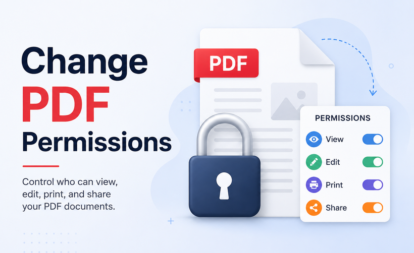 Illustration showing four methods to change PDF permissions