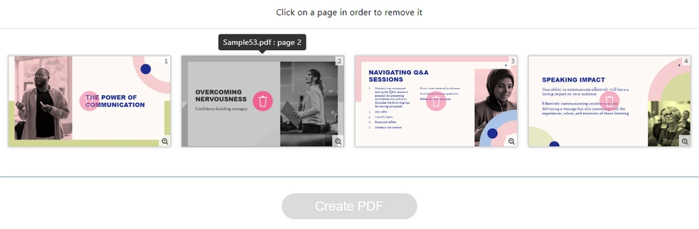 Image showing how to choose and delete pages from a PDF in PDF24 Tools PDF page remover
