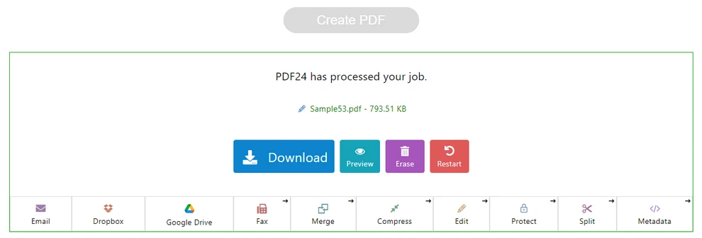 Image showing how to download a PDF file in PDF24 Tools PDF page remover