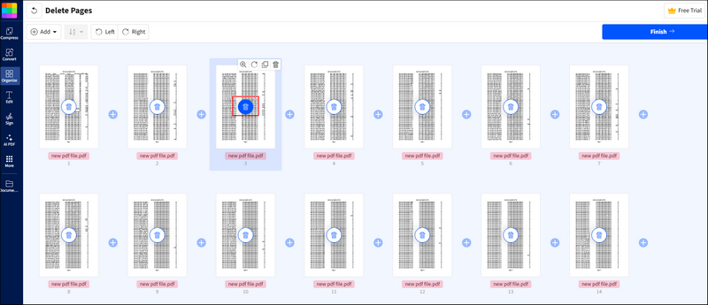 steps of deleting pages from a pdf file with smallpdf