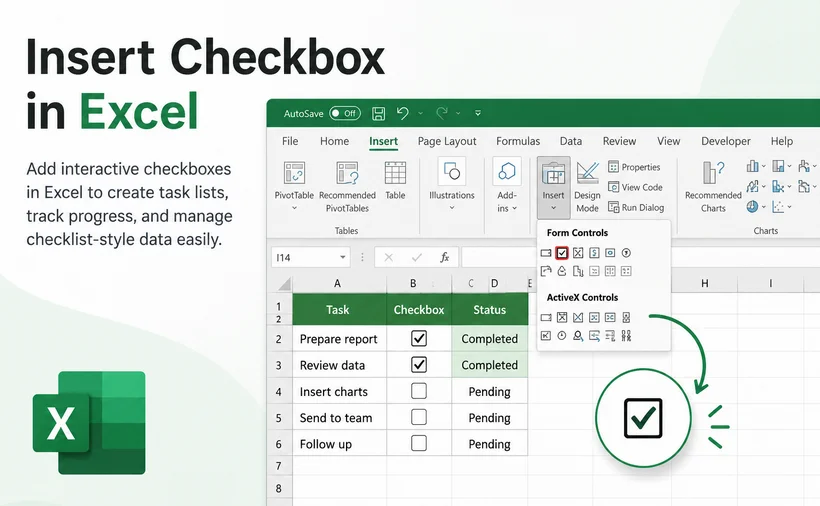 Explore 3 easy methods to add Checkboxes in Excel