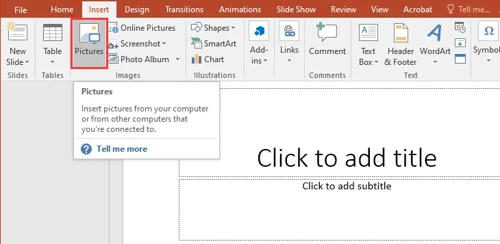 Convert Images to PPT using PowerPoint's Insert Tab