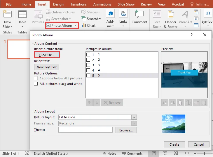 Convert Images to PPT using PowerPoint's Photo Album Feature