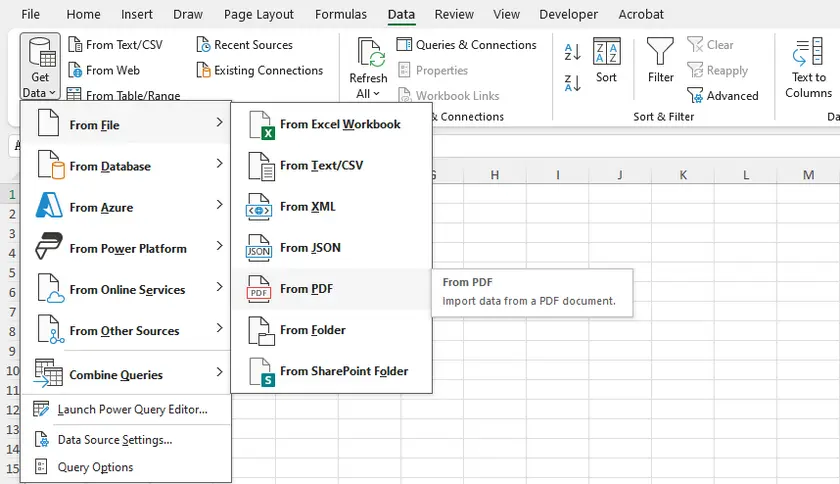Importa Dati da PDF a Excel