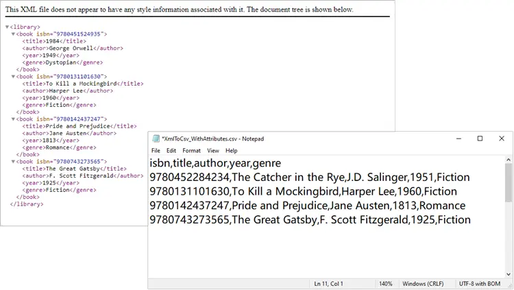 Include attributes when converting XML to CSV