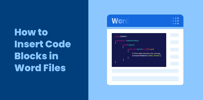 Insert Code Blocks in Word Files