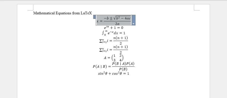 LaTeX equations inserted into Word document using Python