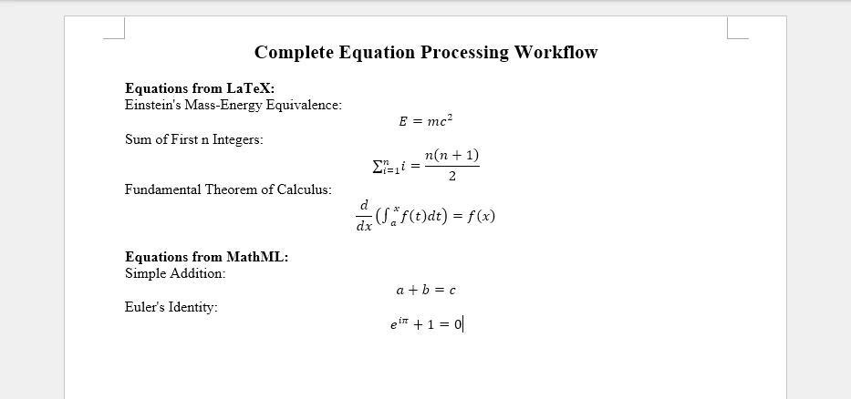 Complete Equation Processing Workflow