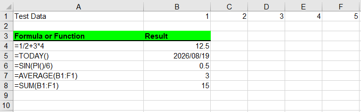 Insert Formulas and Functions into an Excel Worksheet