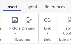 Word for the web Insert Link dialog for adding a website hyperlink