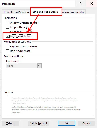 Automate Inserting Pages in Word by Setting Page Break Before