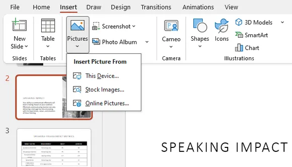 Insert Pictures from This Device