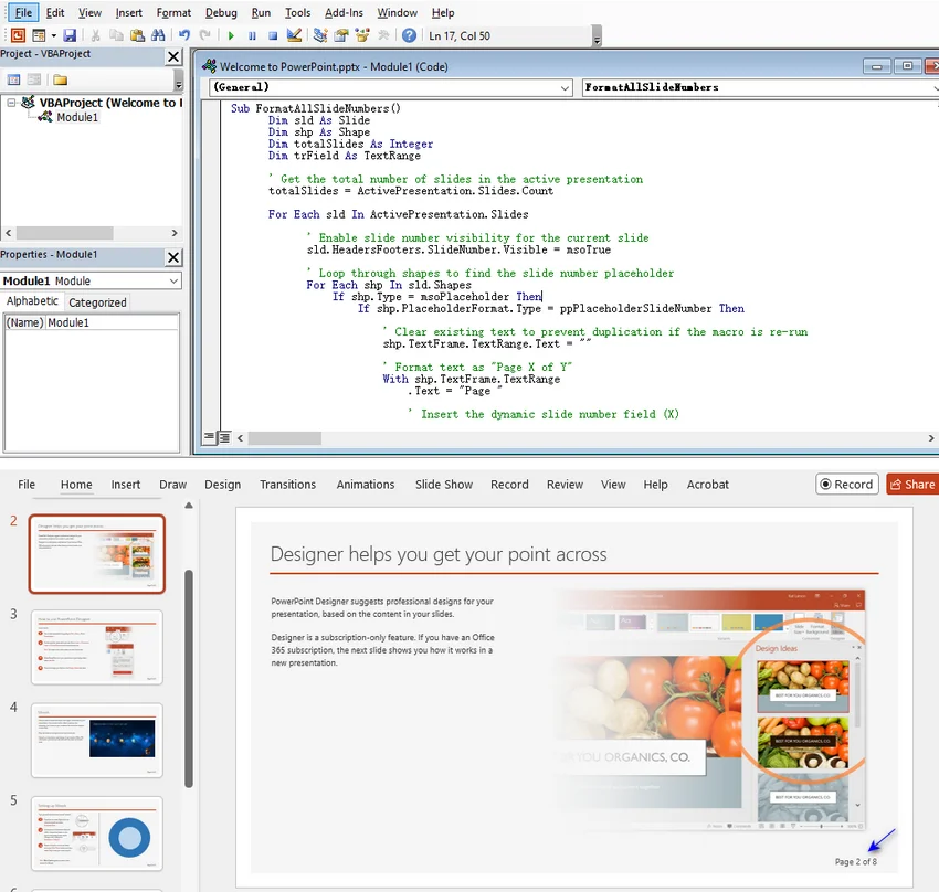Automate PowerPoint Slide Numbering with VBA
